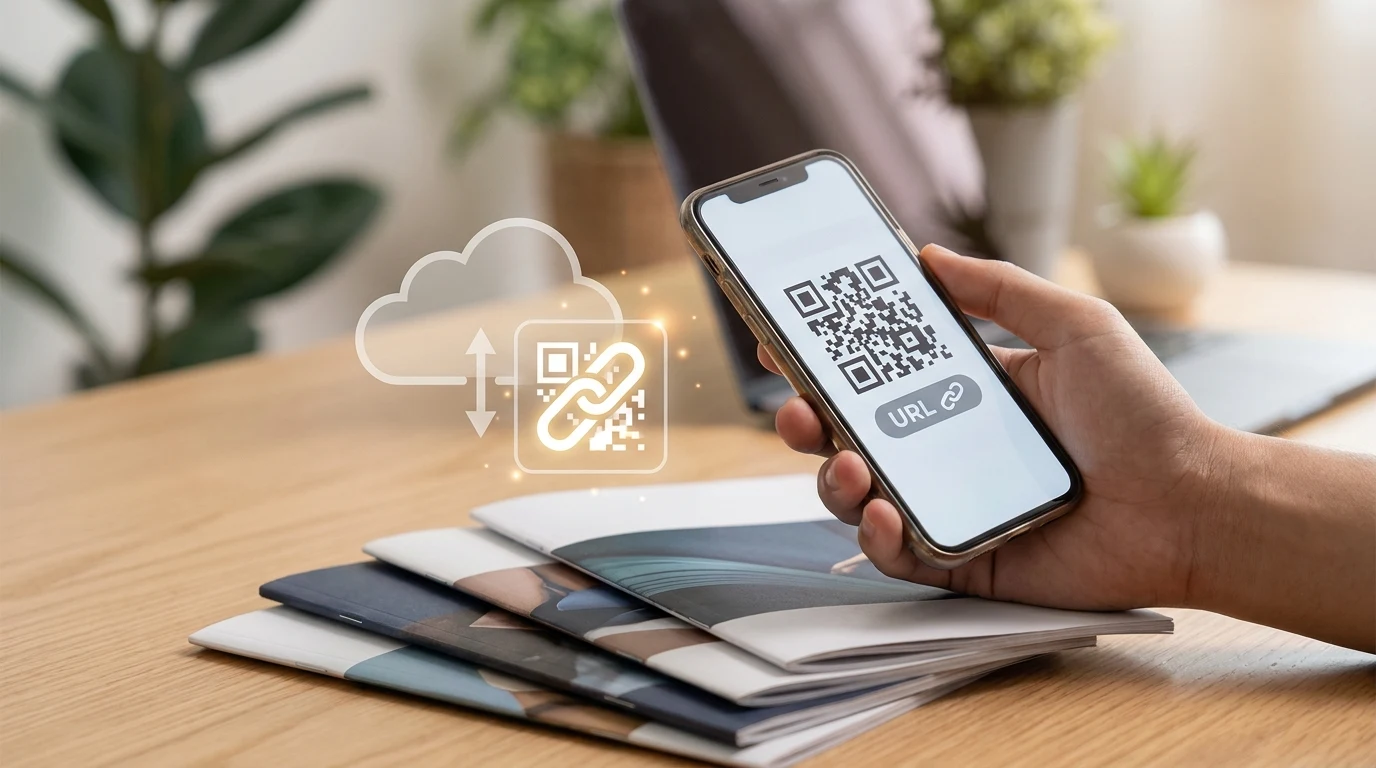 نمایی از لینک کوتاه و QR اختصاصی در ویترین کاتالوگچی